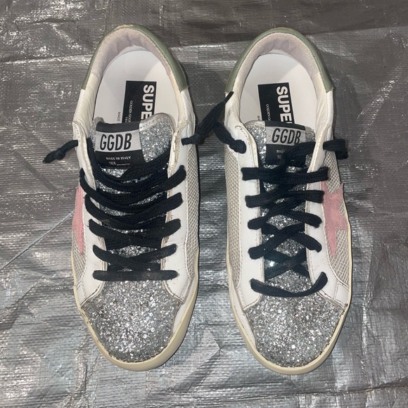 Multicolor Glitter and Leather Superstar Low Top Sneakers
